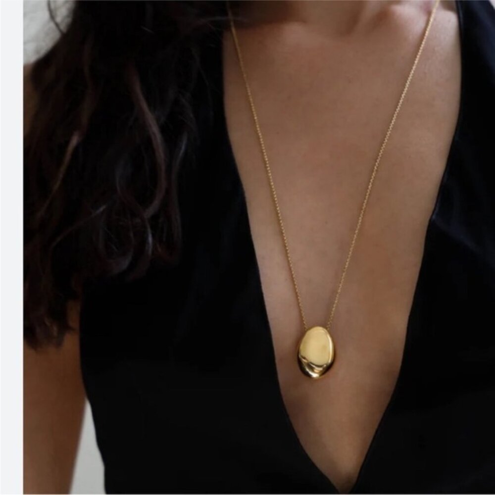 New! Anthropologie Gold Pebble Necklace NWOT
